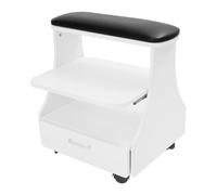 Carro de manicura, pedicura, cosméticos, salón, carrito de madera MDF, con 3 niveles, color rosa, con ruedas y frenos para salón de uñas (negro)