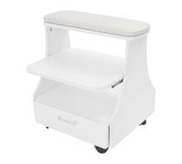 Carro de manicura, pedicura, cosméticos, salón, carrito de madera MDF, con 3 niveles, color rosa, con ruedas y frenos para salón de uñas (blanco)