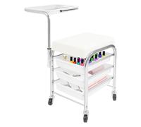 Carro de manicura regulable en altura, color blanco, 100 kg, 3 capas, ruedas, bandeja de 20,87-30,31 pulgadas, hogar y salón, 12,2 x 14,96 x 17,32 pulgadas, carrito de manicura