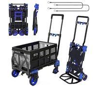 Carro de mano con cesta plegable, plataforma de capacidad de 330 libras, carros de empuje con mango retráctil para mover artículos pesados