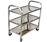 Carro de mano multifuncional portátil - 3 capas de acero movimiento de 360° fácil de montar, ideal para almacén, hotel, cocina, 85 x 45 x 90 cm, plata 3