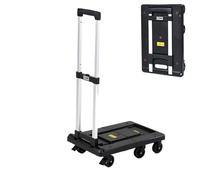Carro de mano plegable - Carretilla de mano plana con ruedas giratorias de 360°, diseño retráctil para una fácil carga y almacenamiento (negro, 97 cm), ideal para uso doméstico y almacén