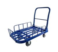 Carro de mano plegable con barandillas - Carro de transporte silencioso de plataforma XL vallada para una fácil carga, versátil para tareas de entrega y mudanza.