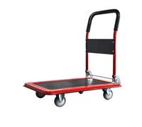 Carro de mano plegable con plataforma de acero con ruedas giratorias, camión plano móvil para librería, GE y cargas pesadas (Rosso)