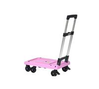 Carro de mano plegable con ruedas giratorias de 360° para una fácil carga y almacenamiento, carretilla de mano retráctil (rosa, 97 cm)