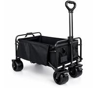 Carro de Mano Plegable con Ruedas Grandes Todoterreno | Carrito Multiusos Ideal Playa, Compra, Jardín o Camping | Carga hasta 150kg | Asa Ajustable | Auxiliar | Transporte de Herramientas o Juguetes