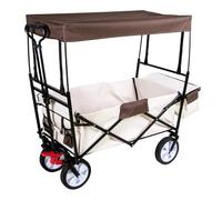 Carro de Mano Plegable con Techo Desmontable, Mango telescópico, 2 Bolsillos de Malla, Bolsa frigorífica, Freno Delantero, neumáticos de Goma sólida y Capacidad de Carga de 100 kg