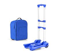 Carro De Mano Plegable, Plataforma Rodante Portátil Para Mudanzas, Con Mochila Y 2 Cuerdas Elásticas, Carrito De Equipaje, Capacidad Para 35 Kg, Carrito De Empuje Doméstico,Blue