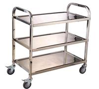 Carro de mano portátil multifuncional - Carro de servicio de 3 niveles con ruedas giratorias de 360°, resistencia a altas temperaturas, fácil de mover, ideal para cocina y garaje 3, plateado, 75 x 40