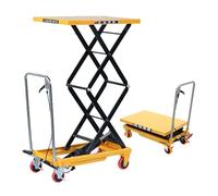 Carro de mesa de elevación hidráulica de 200 kg, elevador manual de doble tijera con almohadilla antideslizante, 4 ruedas para un fácil manejo de materiales en almacén y fábrica