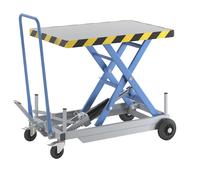 Carro de mesa elevadora de pantógrafo eurokraft pro, carga máx. 200 kg, elevación manual