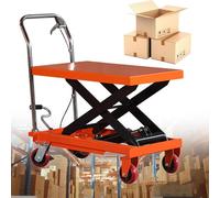 Carro de mesa elevadora hidráulica, capacidad de 330 libras, altura ajustable 50/43.3 pulgadas, transpaleta manual de 4 ruedas para fábricas, almacenes, mercados