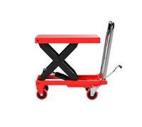 Carro de mesa elevadora hidráulica con 4 ruedas for manipulación y transporte de materiales, rojo(150KG)