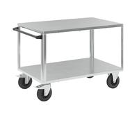 Carro de montaje, carga máx. 500 kg eurokraft pro, 2 camas con cubierta de chapa de acero galvanizado