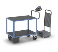 Carro de montaje con accionamiento eléctrico eurokraft pro, 2 pisos y puesto del conductor