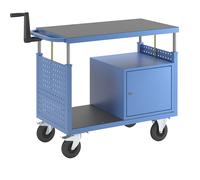 Carro de montaje, de altura regulable eurokraft pro, 1 repisa, 1 armario con balda