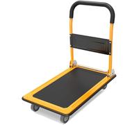 Carro de mudanza de plataforma plana resistente, portátil, plegable, con marco de acero, ruedas universales, ideal para cargas pesadas, carretilla de mano rodante para un fácil transporte