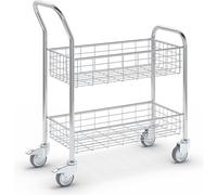 eurokraft pro Carro de oficina y carro de distribución de correo, carga máx. 200 kg, aluminio blanco, L x A x H 890 x 380 x 1010 mm, 2 pisos