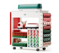 Carro de Organización y Almacenaje Crafit Compatible con Máquina Cricut, Organizador Rodante para Manualidades CRAFIT con Portarrollos de Vinilo, Mesa de Trabajo