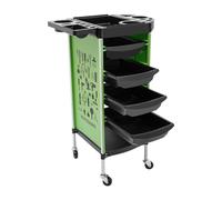 Carro de peluquería, carrito de trabajo, carrito de salón con 4 cajones y ruedas, capacidad de carga de 30 kg, para salón de belleza, accesorios de peluquería, 37 x 34 x 88 cm (verde)