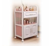 Carro de peluquería, Carrito for salón de belleza, armario de almacenamiento con ruedas de madera, armario de herramientas for barbería, carrito de herramientas móvil multifunción(Pink-c)