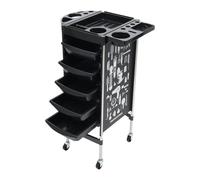 Carro de peluquería con ruedas, carrito de salón de belleza con 5 cajones y soporte para secador de pelo, carrito de salón con ruedas, con cajones para estilista, peluquería, peluquería, spa (negro)