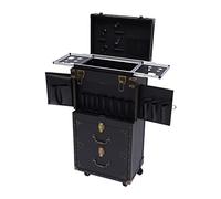 Carro de peluquería de 4 niveles, carrito de trabajo, carrito de cosméticos, carrito de trabajo, carrito de salón, con cerradura, maletín de maquillaje, ruedas, para viajes, idea de regalo, color