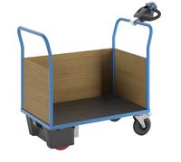 Carro de plataforma con accionamiento eléctrico eurokraft pro, 3 paredes altas de MDF