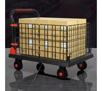 Carro de Plataforma con Jaula 4 en 1 con Jaula, Carritode Jaula Plegable, Carga de 300 Kg con 4 Ruedas Silenciosas, Carro de Plataforma Multifuncional