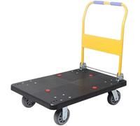 Carro de plataforma con panel rodante, carro de plataforma plana rodante, camión de plataforma plegable con panel de plástico y manija de metal, carro de empuje de fácil maniobrabilidad para sótanos