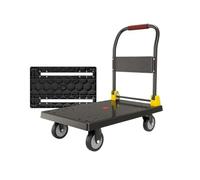 Carro de Plataforma de Acero Resistente con Ruedas - Carretilla Plegable Multifuncional para el hogar y el Transporte - Carro de Carga portátil Negro de tracción Manual para facili