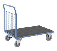 Carro de plataforma eurokraft pro, 1 pared frontal alta de rejilla, con freno centralizado