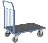 Carro de plataforma eurokraft pro, 1 pared frontal alta de rejilla, con freno centralizado