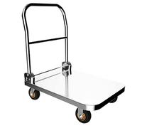 Carro de plataforma for trabajo pesado, carro de plataforma plana, carretillas de mano plegables con ruedas giratorias de 5 ", plegables for el hogar carretilla mano(TPR silent wheels+brakes,70*50cm)