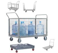 Carro de Plataforma Grande con Jaula,Carretilla Manual Plegable de Alta Resistencia,Carrito de Plataforma con Plataforma rodante de Acero,para Almacenamiento en supermercados(B120x70x90cm)