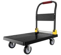 Carro de plataforma industrial con polea silenciosa, plegable, resistente, de acero, plataforma plana para levantamiento pesado y fácil transporte