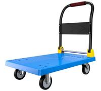 Carro de plataforma industrial con polea silenciosa, plegable, resistente, de acero, plataforma plana para levantamiento pesado y fácil transporte