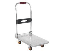 Carro de plataforma plegable, carro de empuje con ruedas giratorias de 360°, carro de mano de plataforma móvil, de acero, resistente, portátil, carretilla de mano (tamaño: 60 x 40 cm)