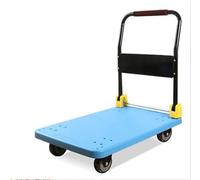Carro de Plataforma Plegable, Carro Manual con Ruedas y Plataforma con 4 Ruedas, asa metálica, Plataforma de plástico, Carro Plano para Transportar Equipaje, utilitario Resistente(Blue)