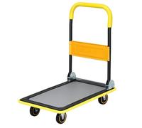 Carro de plataforma plegable con ruedas, carro manual resistente para transporte de almacén y carga, fácil de empujar y almacenar