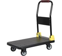 Carro de plataforma plegable de acero resistente con ruedas giratorias de 360°, versátil carretilla de mano para una fácil carga y almacenamiento, carrito de mudanza plano duradero para uso doméstico