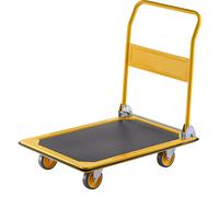 eurokraft basic Carro de plataforma profesional, carga máx. 300 kg, amarillo melón, ruedas de PU