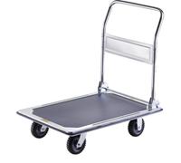 eurokraft basic Carro de plataforma profesional, carga máx. 300 kg, galvanizado / cromado, ruedas de caucho macizo