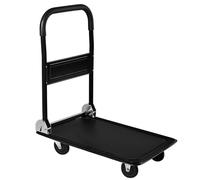 Carro de Plataforma Transporte Industrial Plegable con Ruedas. Carretilla de Mano. Carga 150kg. Carrito Mudanzas, hogar, Oficina, almacén, Ahorra Espacio. Antideslizante. Negro