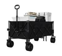 Carro de Playa Plegable 350L 208kg, Carrito Todoterreno con Ruedas Grandes para Camping, Jardín y Compras,Negro