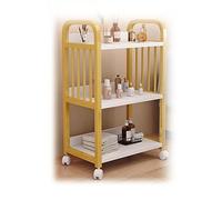Carro de salón, Carrito de salón con cajones, armario de belleza móvil, estante for instrumental, equipo de spa, tres niveles de almacenamiento(White-blue,50x33x82cm-A)