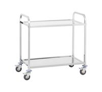 Royal Catering Carro Cocina Carrito de Servicio con Ruedas RCSW 2 (2 Estantes, Carga 160 kg, Distancia Entre estantes 62 cm, Acer Inoxidable)