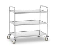 Royal Catering Carro de Servicio de Postre Cocina con Ruedas 3 bandejas RCSW 3 (101 x 55 x 96,5 cm, Capacidad de Carga: 480 kg, Grosor de los estantes 3 cm)
