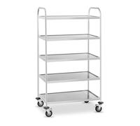 Carro de servicio en acero inoxidable - 5 estantes - hasta 150 kg | Royal Catering