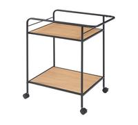 Carro de servicio hole con 2 estantes metal mdf 72 x 62 x 45 cm - negro/roble [en.casa]